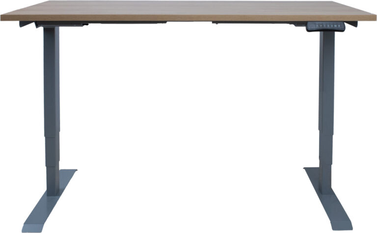 Töölaud ERGO 2-mootoriga 140x70xH60-125cm, hikkoripuu/hõbehall - Image 2