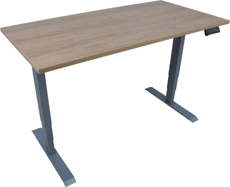 Töölaud ERGO 2-mootoriga 140x70xH60-125cm, hikkoripuu/hõbehall - Image 3