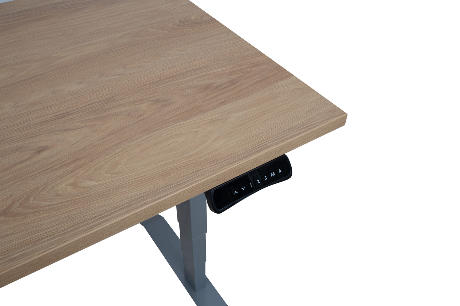 Töölaud ERGO 2-mootoriga 140x70xH60-125cm, hikkoripuu/hõbehall