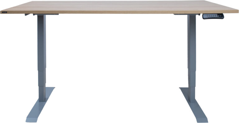 Töölaud ERGO 2-mootoriga 160x80xH60-125cm, hikkoripuu/hõbehall - Image 2