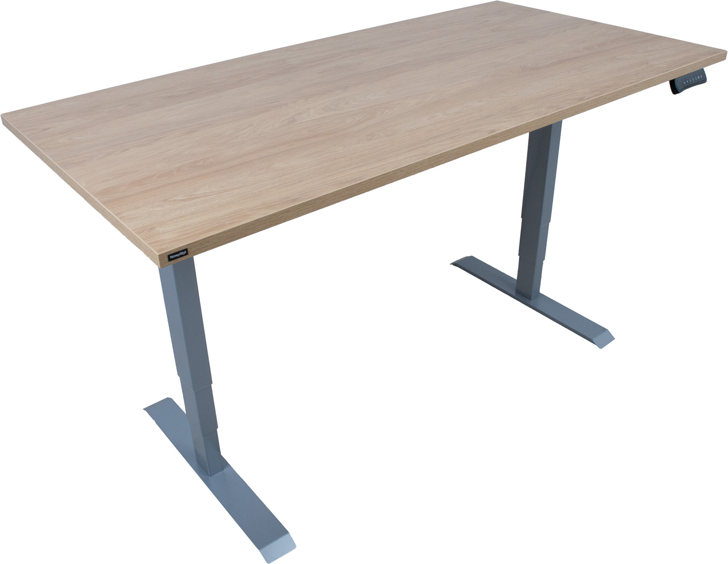 Töölaud ERGO 2-mootoriga 160x80xH60-125cm, hikkoripuu/hõbehall