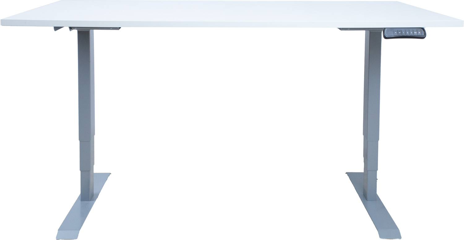 Töölaud ERGO 2-mootoriga 160x80xH60-125cm, hallikasvalge/hõbehall