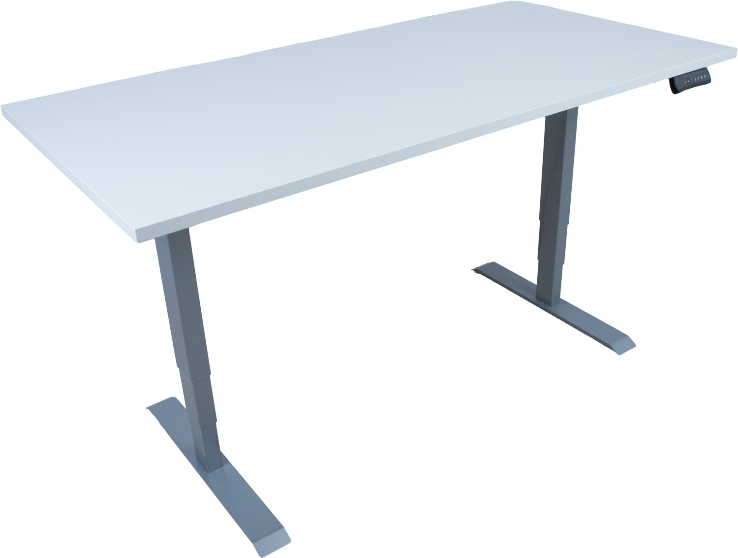 Töölaud ERGO 2-mootoriga 160x80xH60-125cm, hallikasvalge/hõbehall