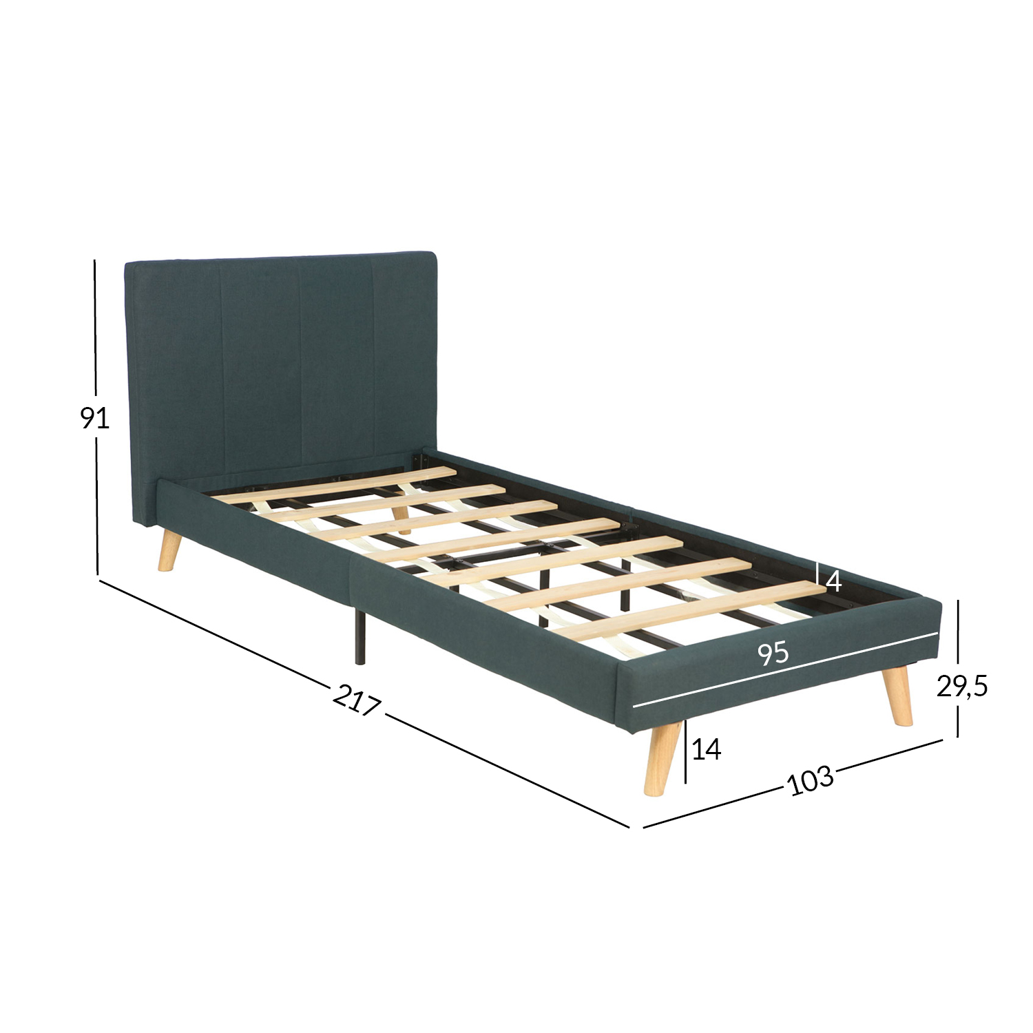 Voodi JUNO 90x200cm, madratsiga KUKA DUO KID, hall