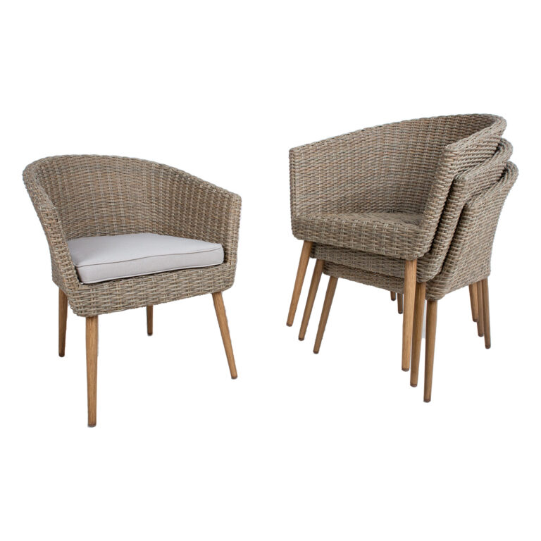 Aiamööblikomplekt NORWAY laud, 4 tooli, 147x90xH73cm, 61x62xH76cm, alumiiniumraam, kunstrotang - Image 5