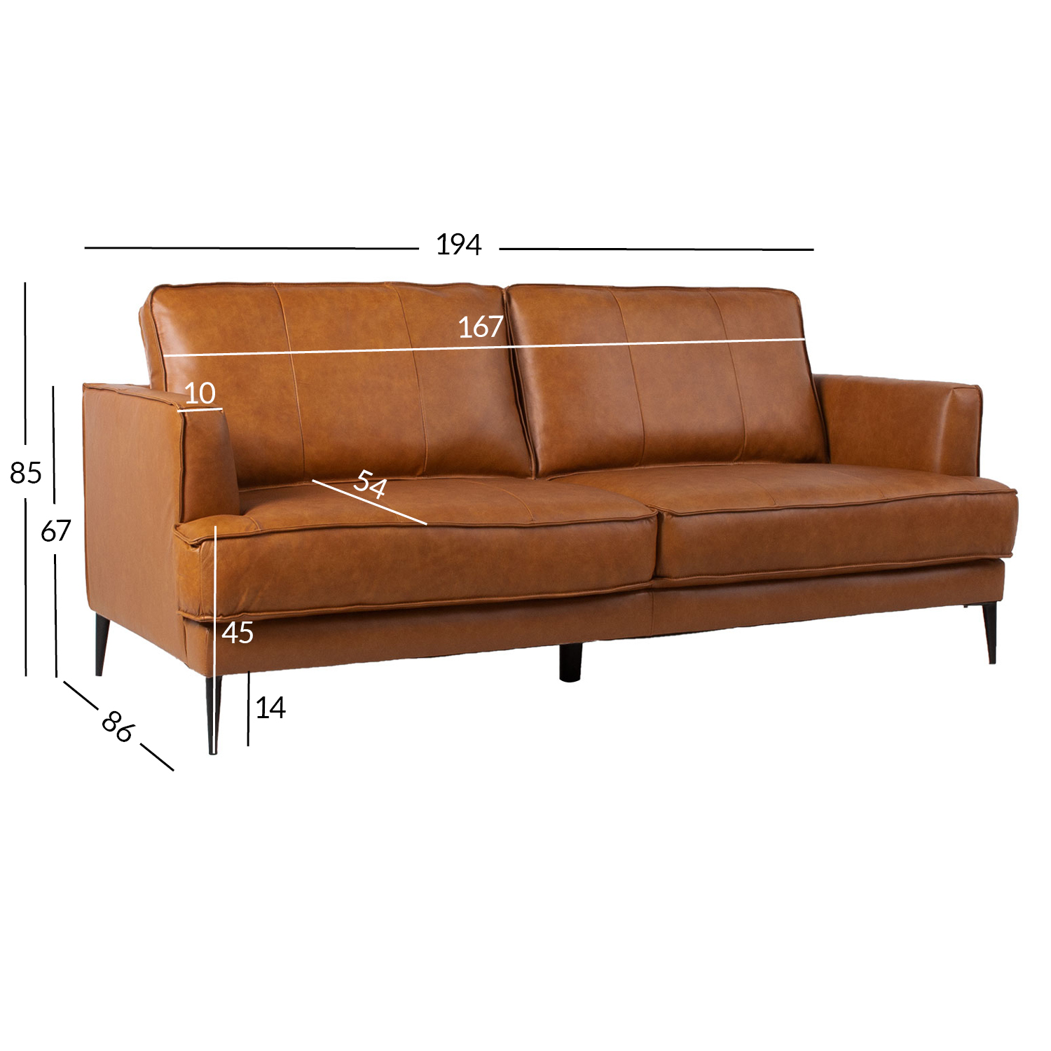 Diivan LEO 194x86xH85cm, helepruun