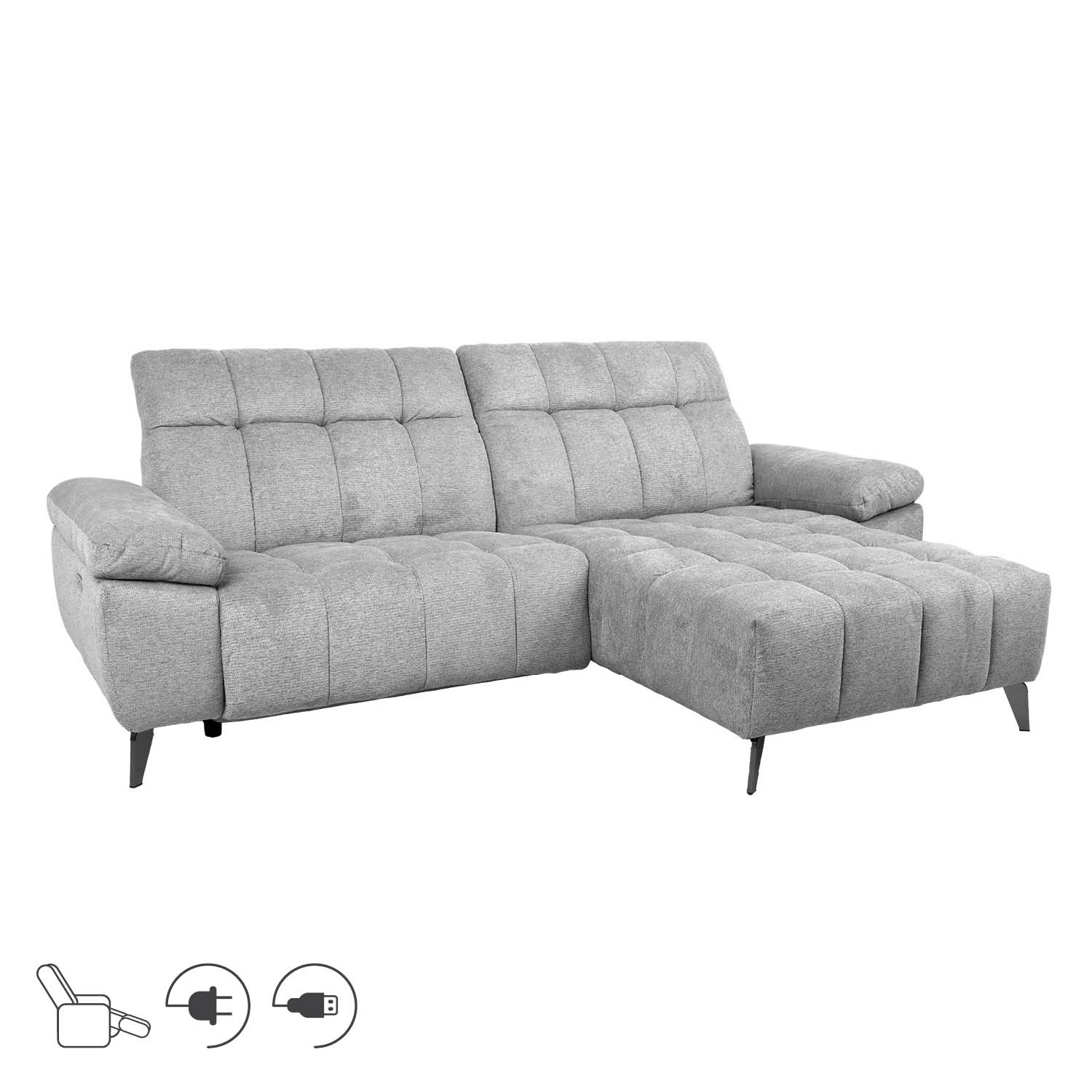 Nurgadiivan LUZERN PN elektriline recliner 264x87/160xH85cm, helehall