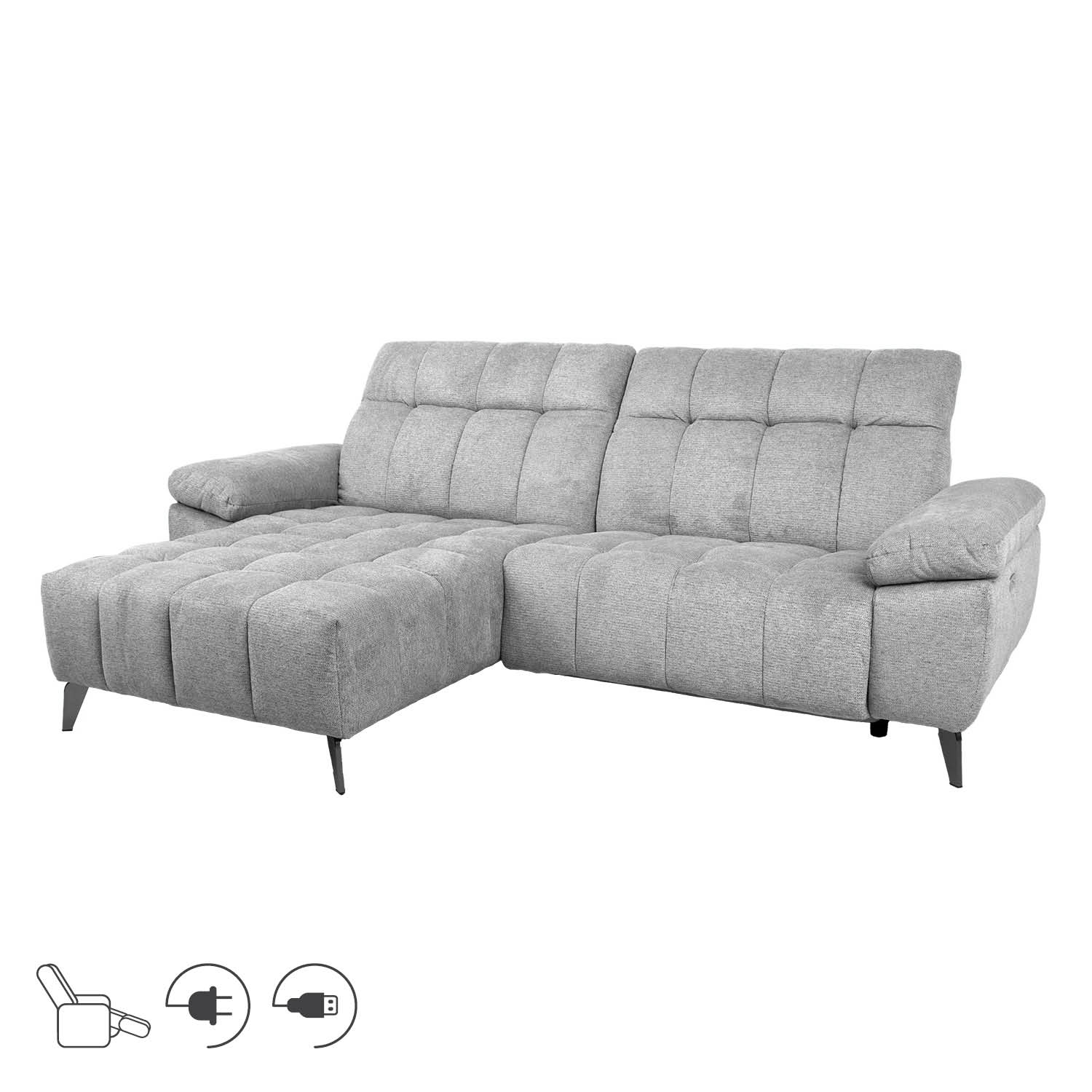 Nurgadiivan LUZERN VN elektriline recliner 264x160/87xH85cm, helehall