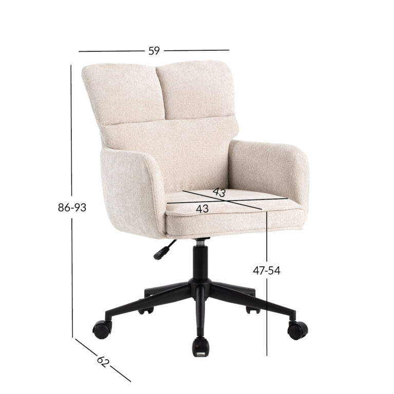 Töötool LORENA 59x62xH86-93cm, valge - Image 6