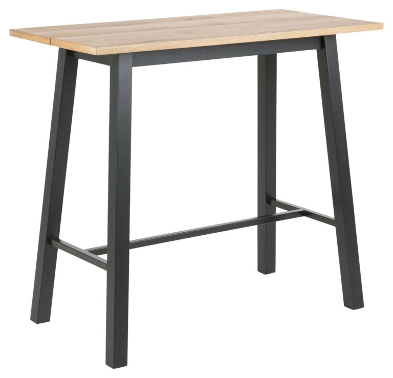 Baarilaud CHARA 117x58xH105cm, tamm/must, tammespooniga mööbliplaat, metall