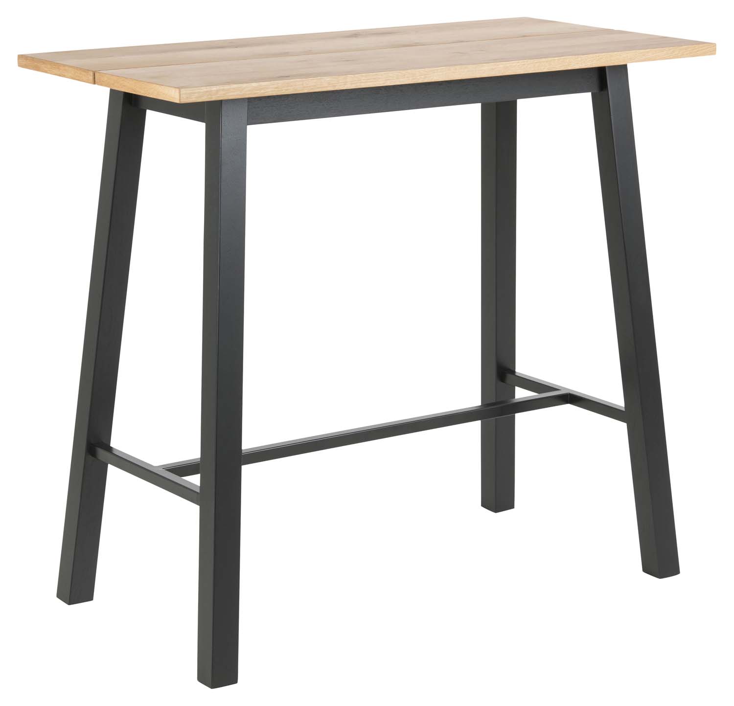 Baarilaud CHARA 117x58xH105cm, tamm/must, tammespooniga mööbliplaat, metall