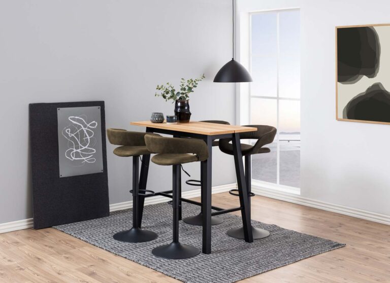 Baarilaud CHARA 117x58xH105cm, tamm/must, tammespooniga mööbliplaat, metall - Image 9