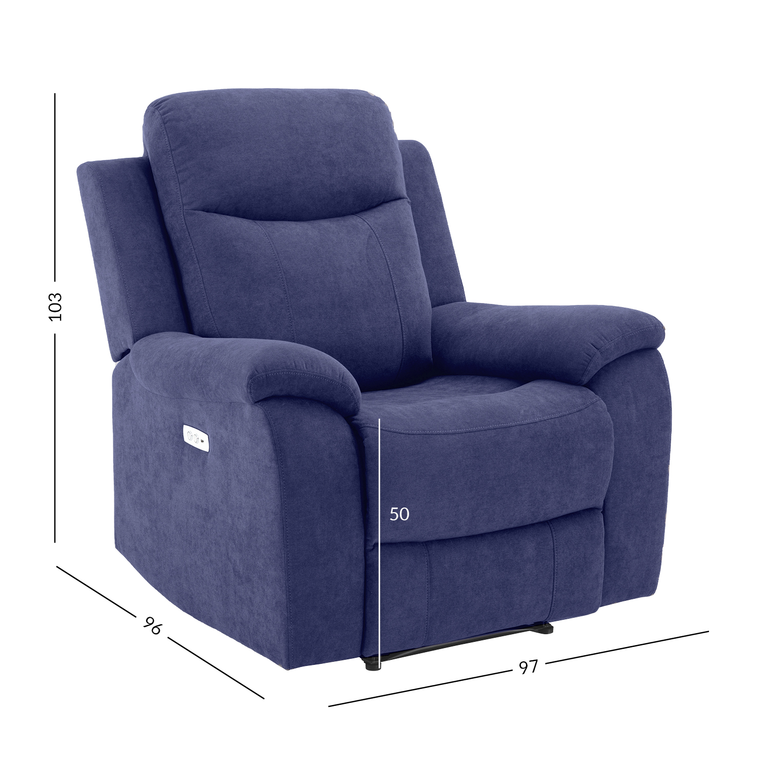 Tugitool MILO elektriline recliner 97x96xH103cm, sinine