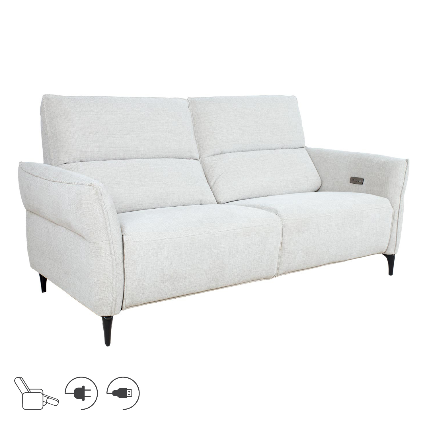 Diivan MIAMI 3-kohaline elektriline recliner 199x92xH99cm, helebeež