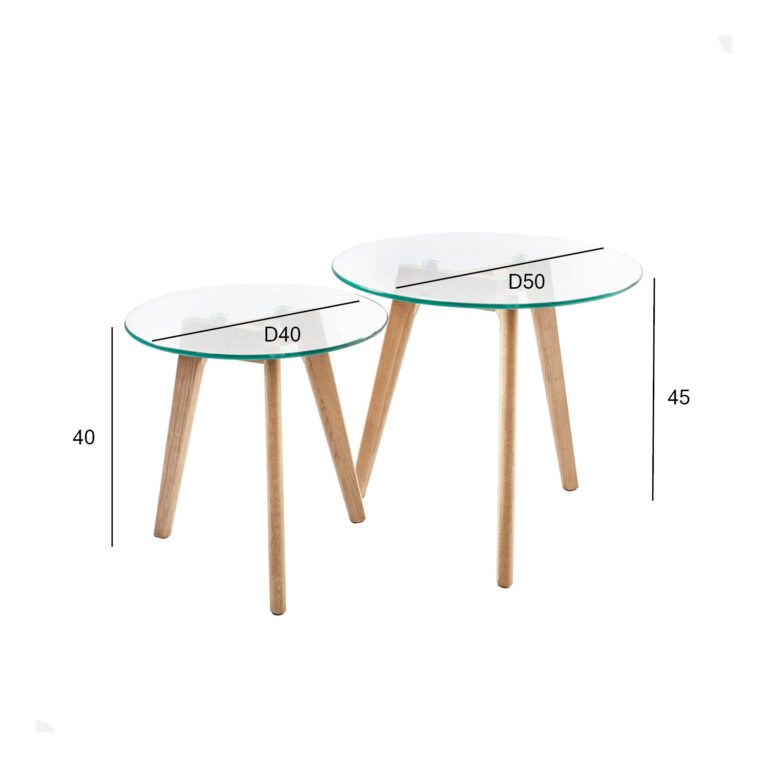 Abilauad HELENA 2tk komplektis D50xH45cm, D40xH40cm, klaas - Image 2