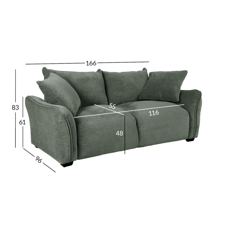 Diivan DIVI 2-kohaline 166x96xH83cm, mündiroheline - Image 6
