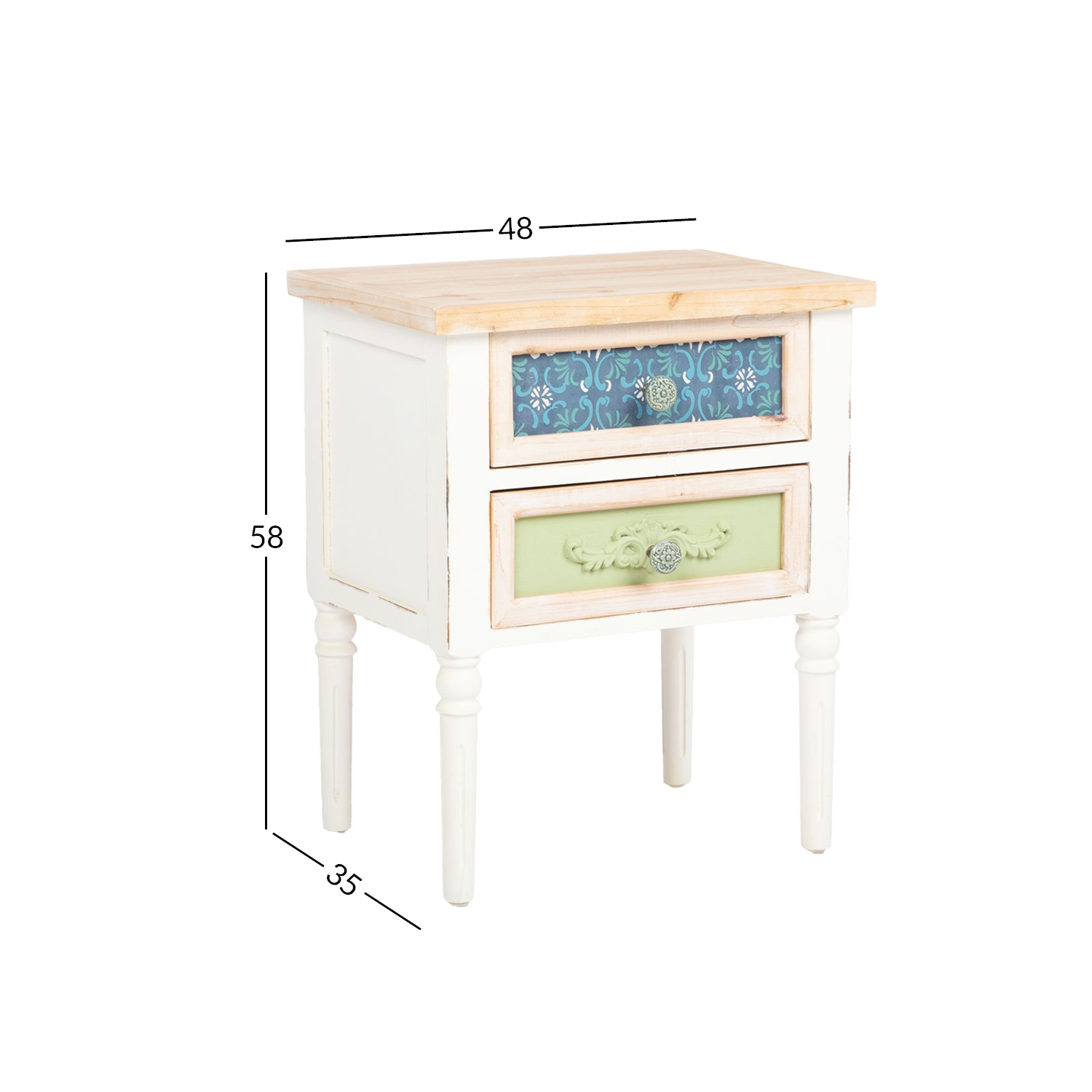 Öökapp BIANCA 48x35xH58cm, antiikvalge
