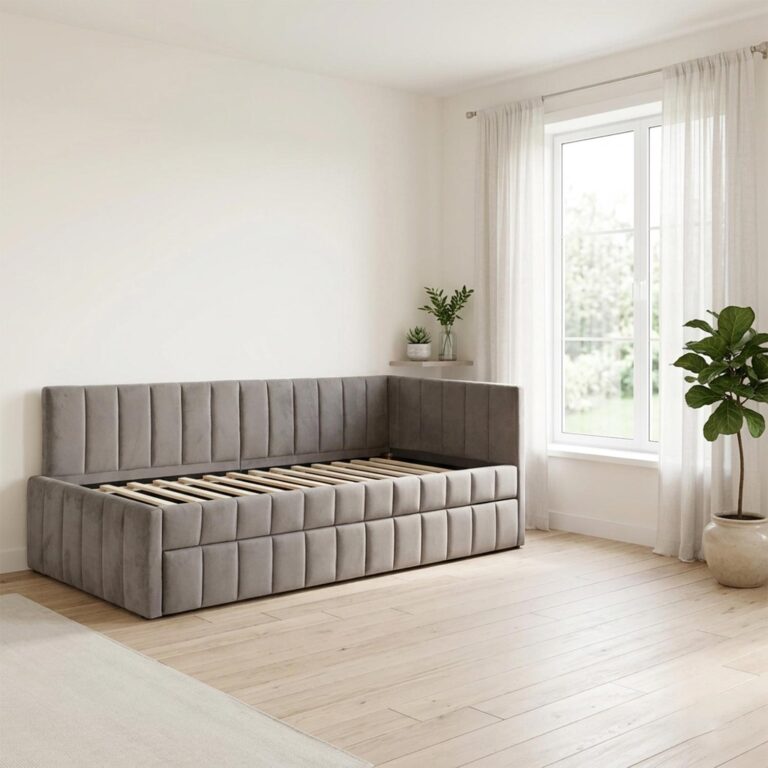 Voodi JASPER lisamagamiskohaga 90x200cm, ilma madratsita, hall - Image 8
