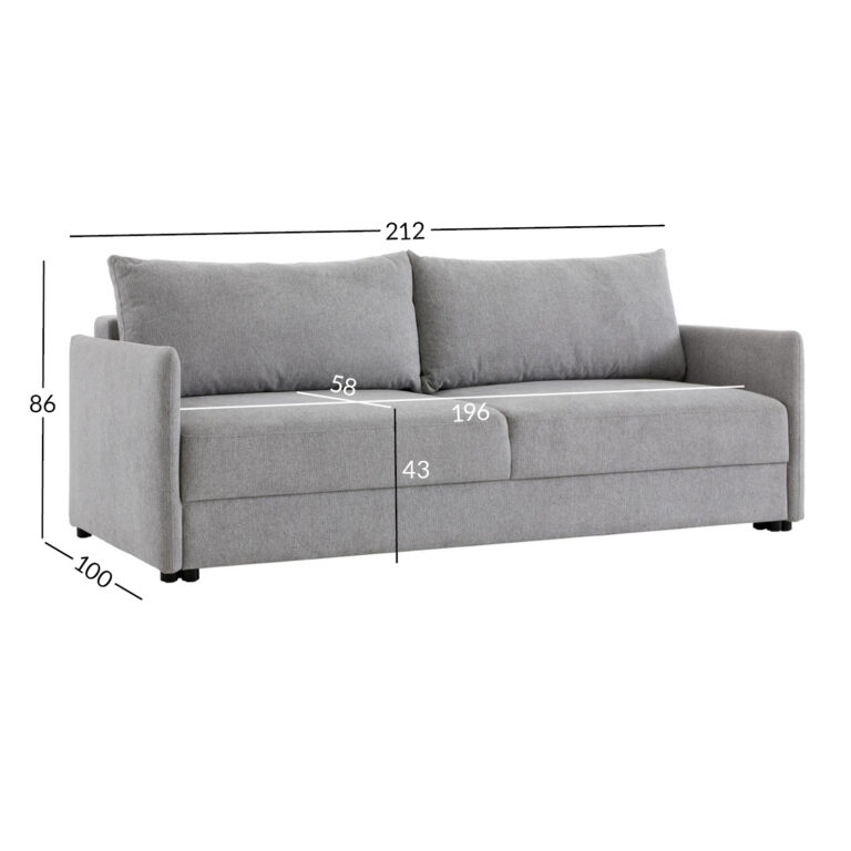 Diivanvoodi LENNE hall, 212x100xH86cm - Pilt 8