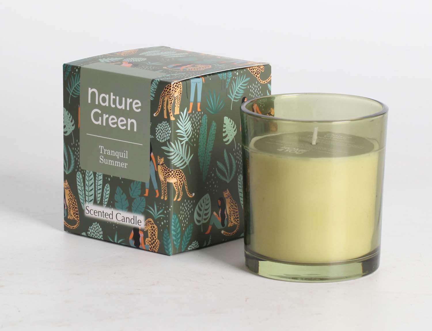 Lõhnaküünal klaasis NATURE GREEN H9,5cm, Tranquil Summer
