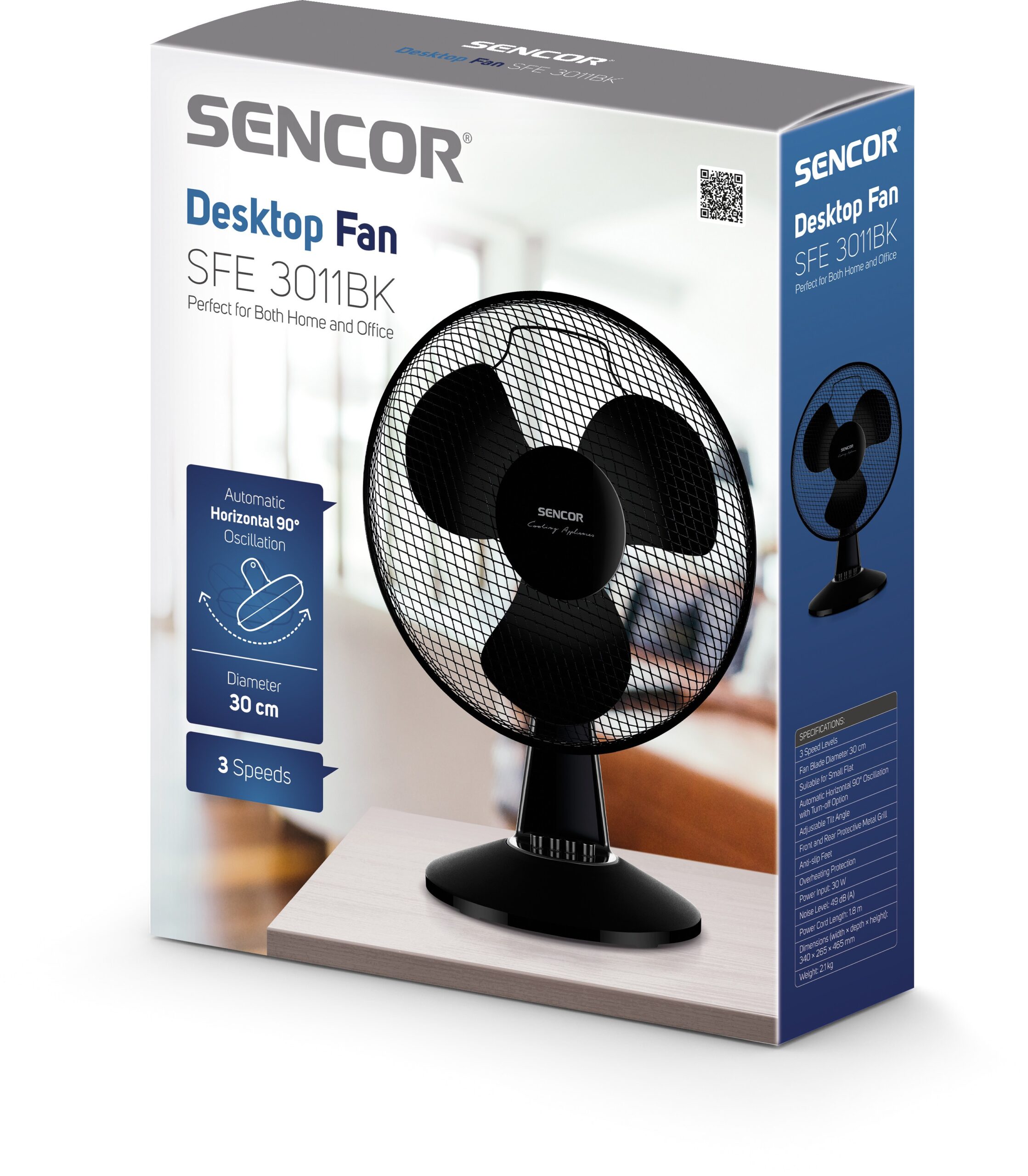 Lauaventilaator Sencor SFE3011BK, must