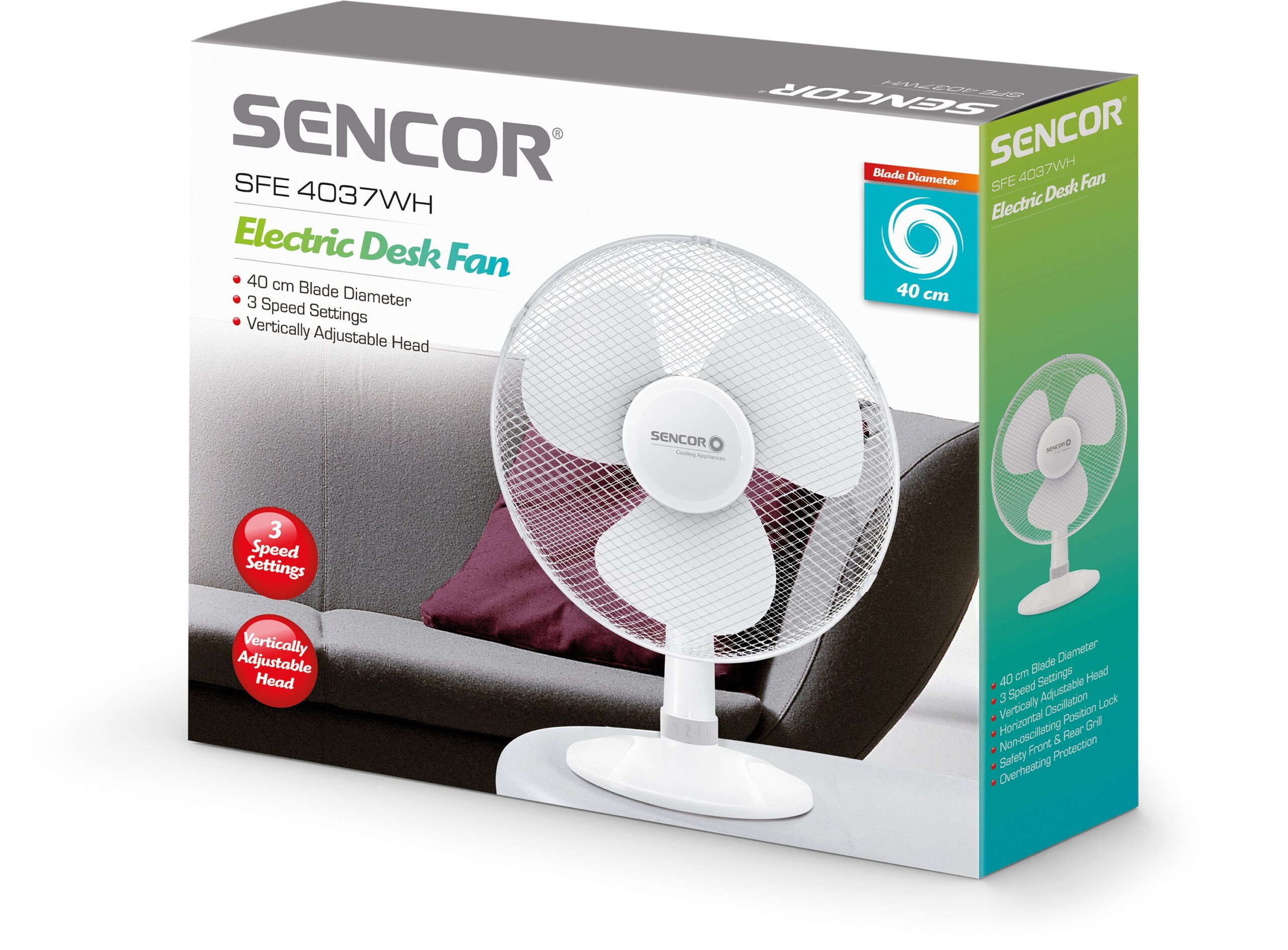Lauaventilaator Sencor 40 cm SFE4037WH