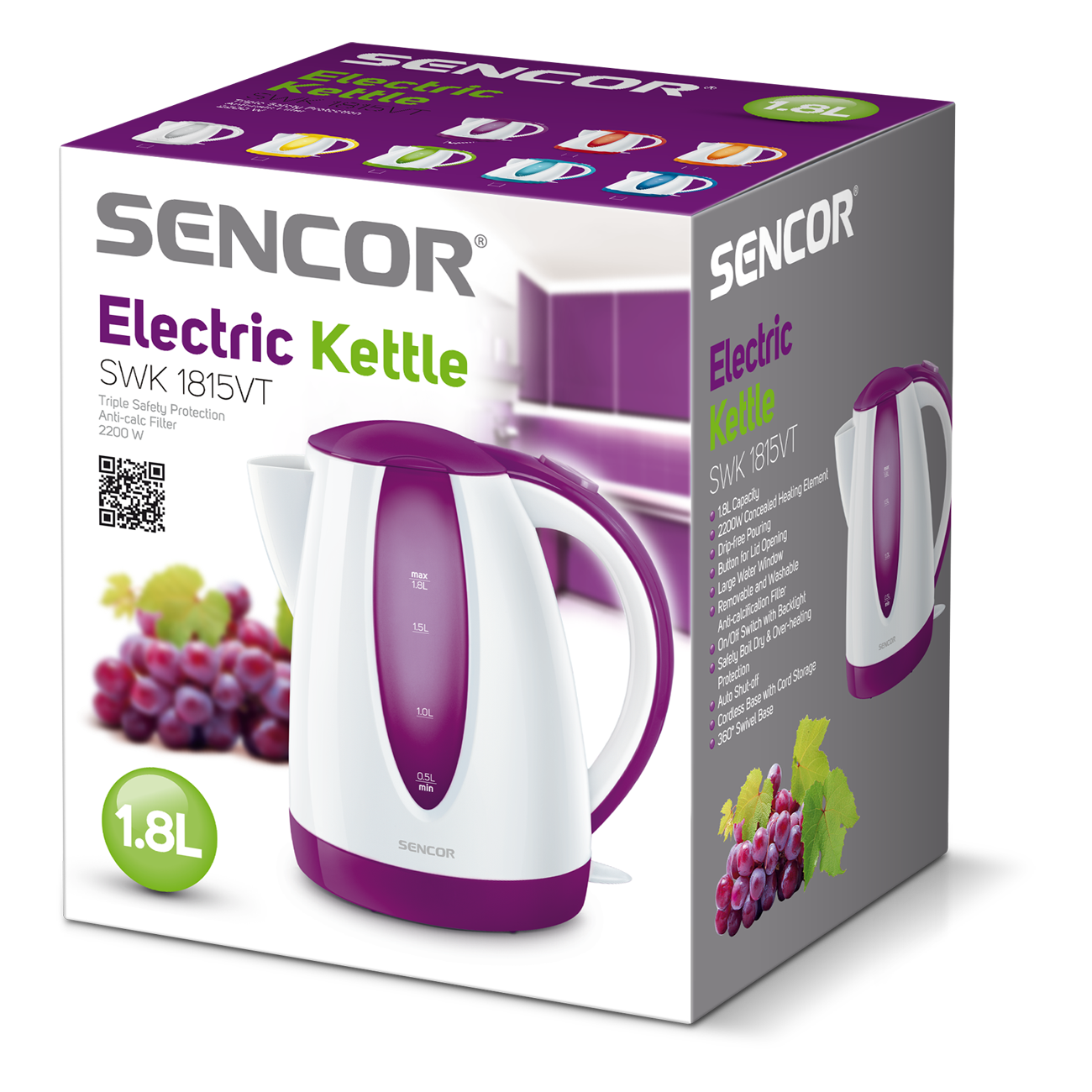 Veekeetja Sencor SWK1815VT, valge/violetne