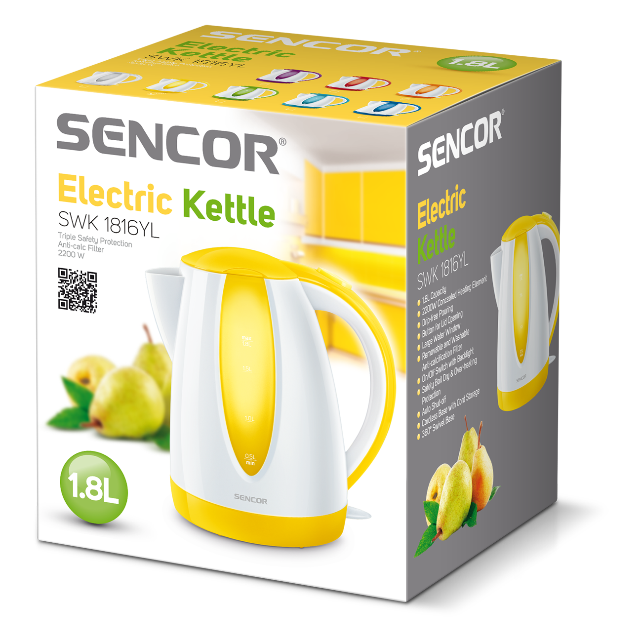Veekeetja Sencor SWK1816YL, valge/kollane