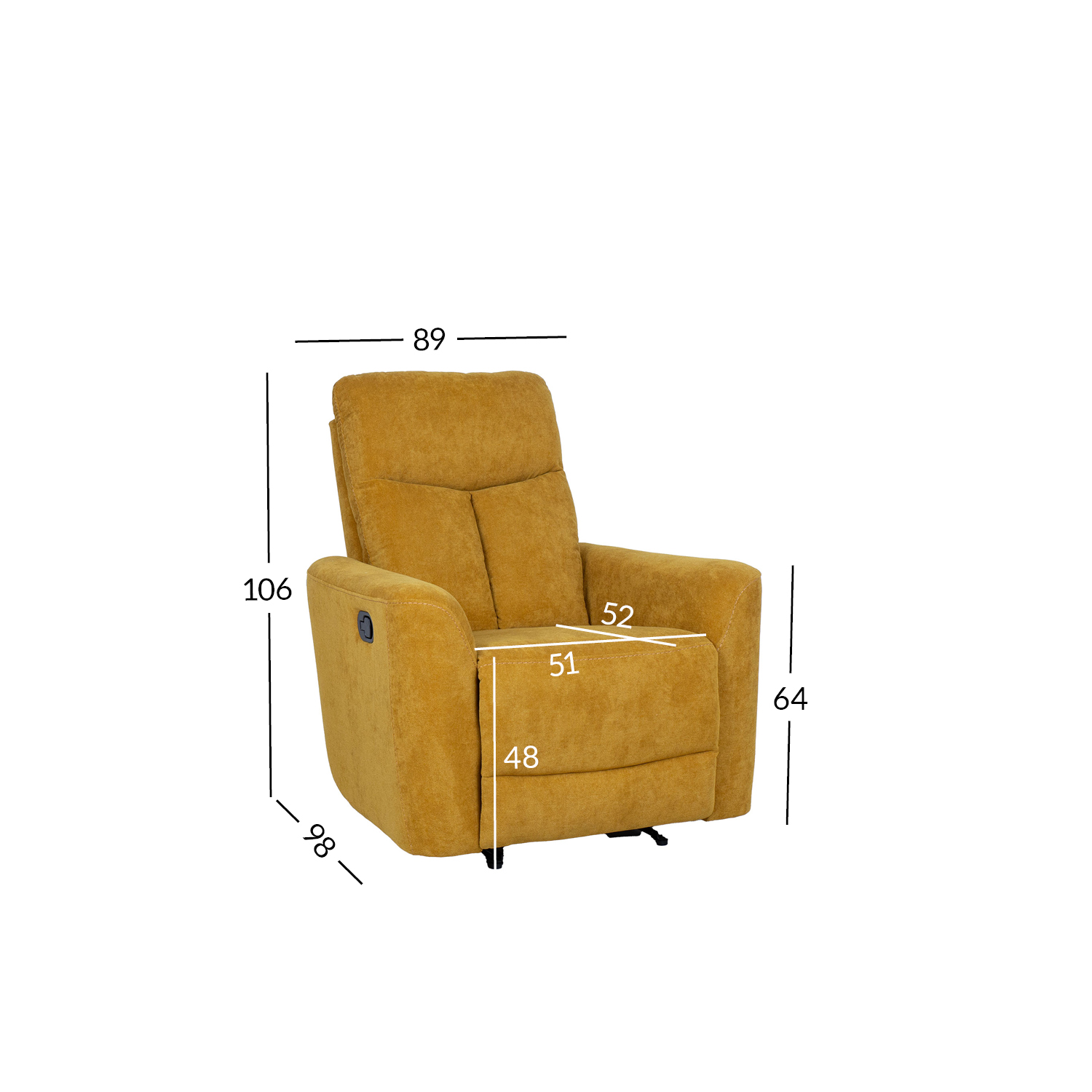 Tugitool GEMMA manuaalne recliner 89x98xH106cm, tumekollane