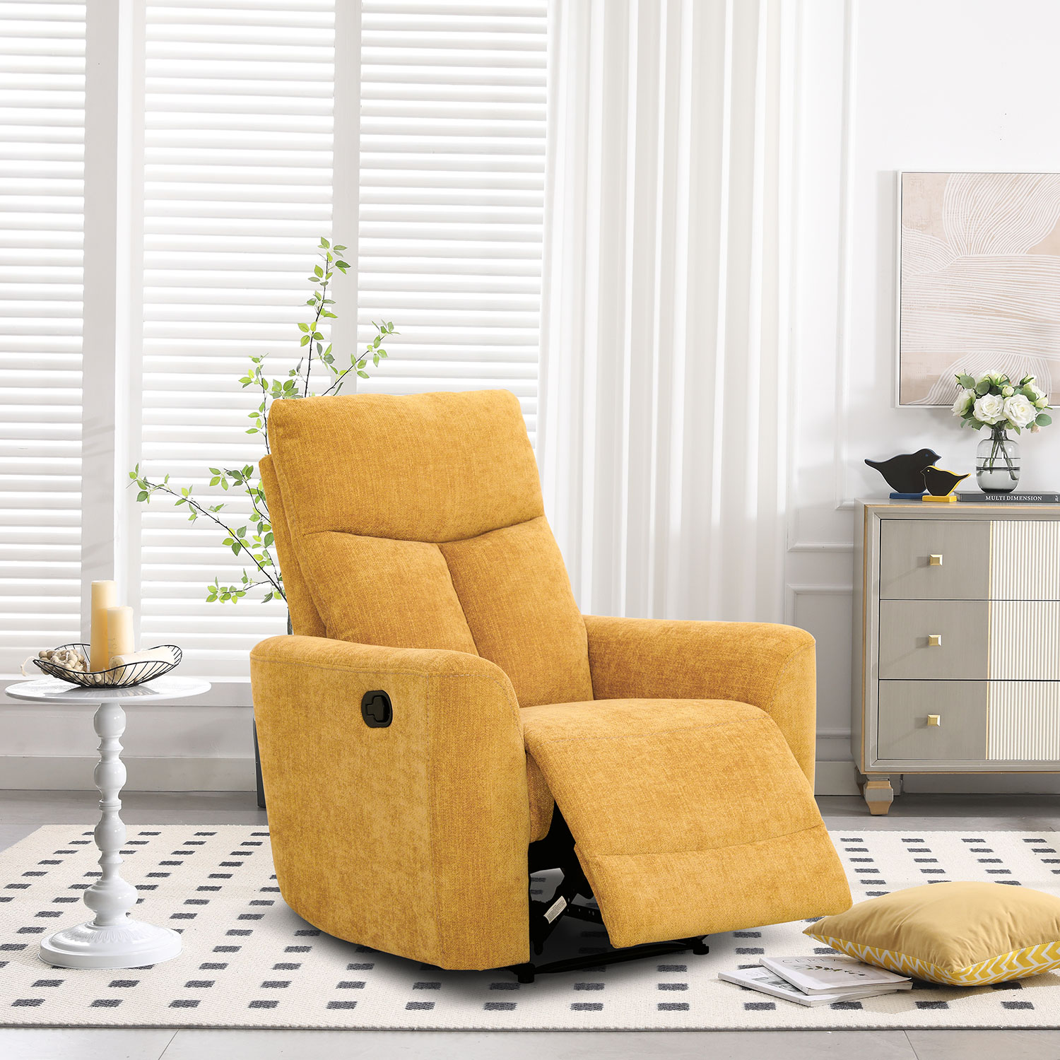 Tugitool GEMMA manuaalne recliner 89x98xH106cm, tumekollane
