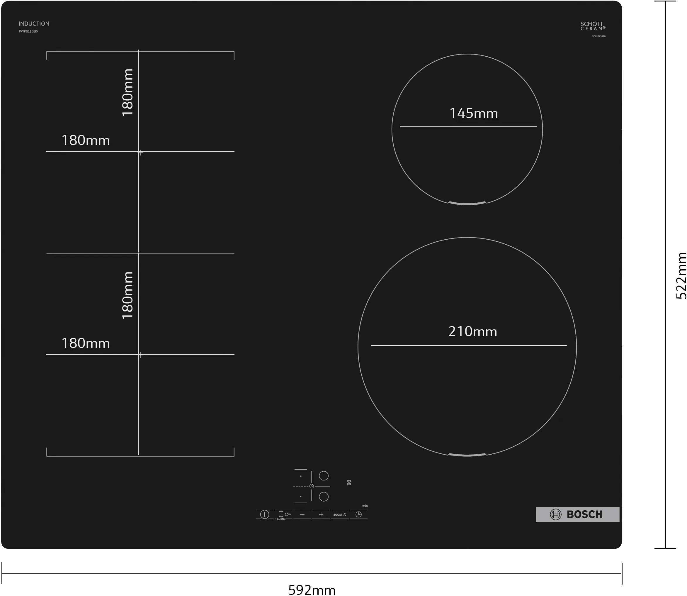 Induktsioonpliidiplaat 60 cm raamita Bosch PWP611BB5E
