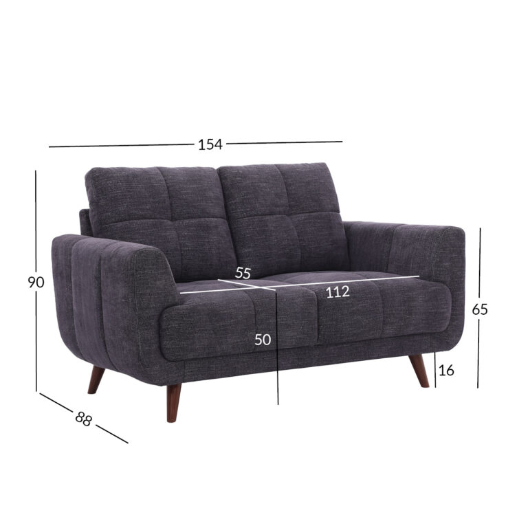 Diivan STEVE 2-kohaline 154x88xH90cm, tumehall - Pilt 6