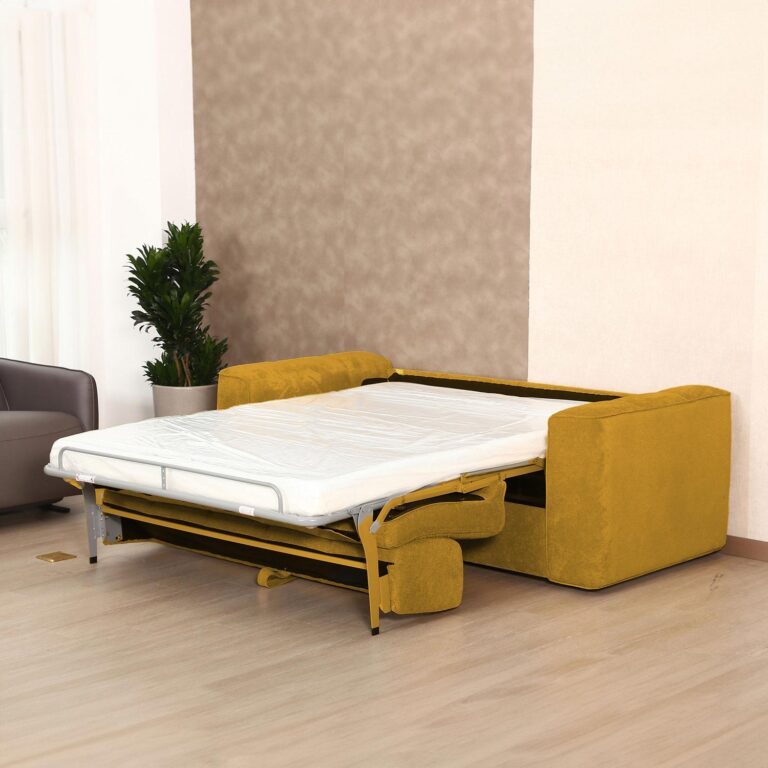 Diivanvoodi STELLA vedrumadratsiga 206x94xH70cm, kollane - Pilt 8