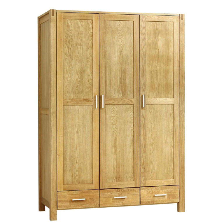 Riidekapp CHICAGO NEW 3-ukse ja 3-sahtliga, 130x57xH190cm, puit: tammespoon/MDF, värvus: naturaalne, viimistlus õlitatud