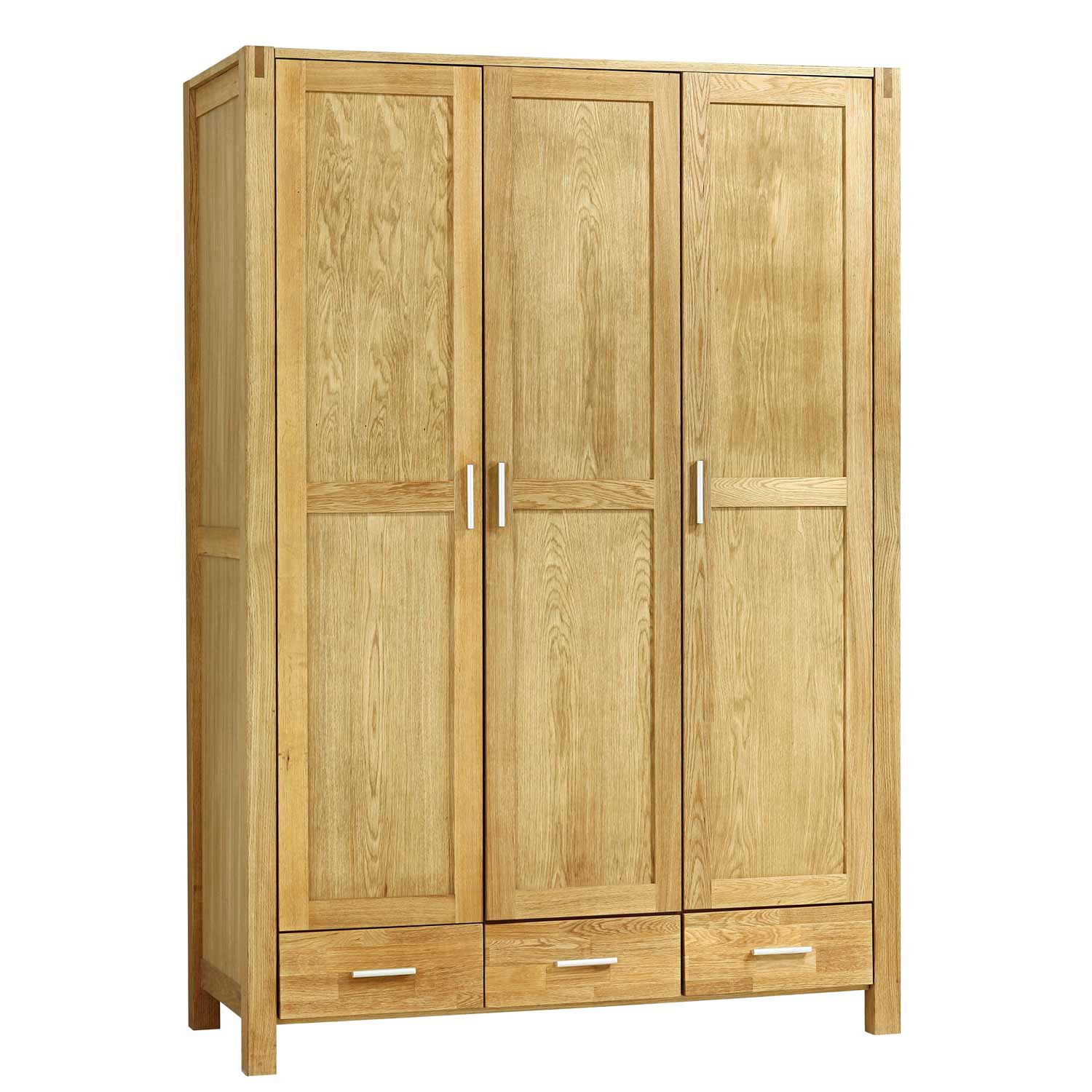 Riidekapp CHICAGO NEW 3-ukse ja 3-sahtliga, 130x57xH190cm, puit: tammespoon/MDF, värvus: naturaalne, viimistlus õlitatud
