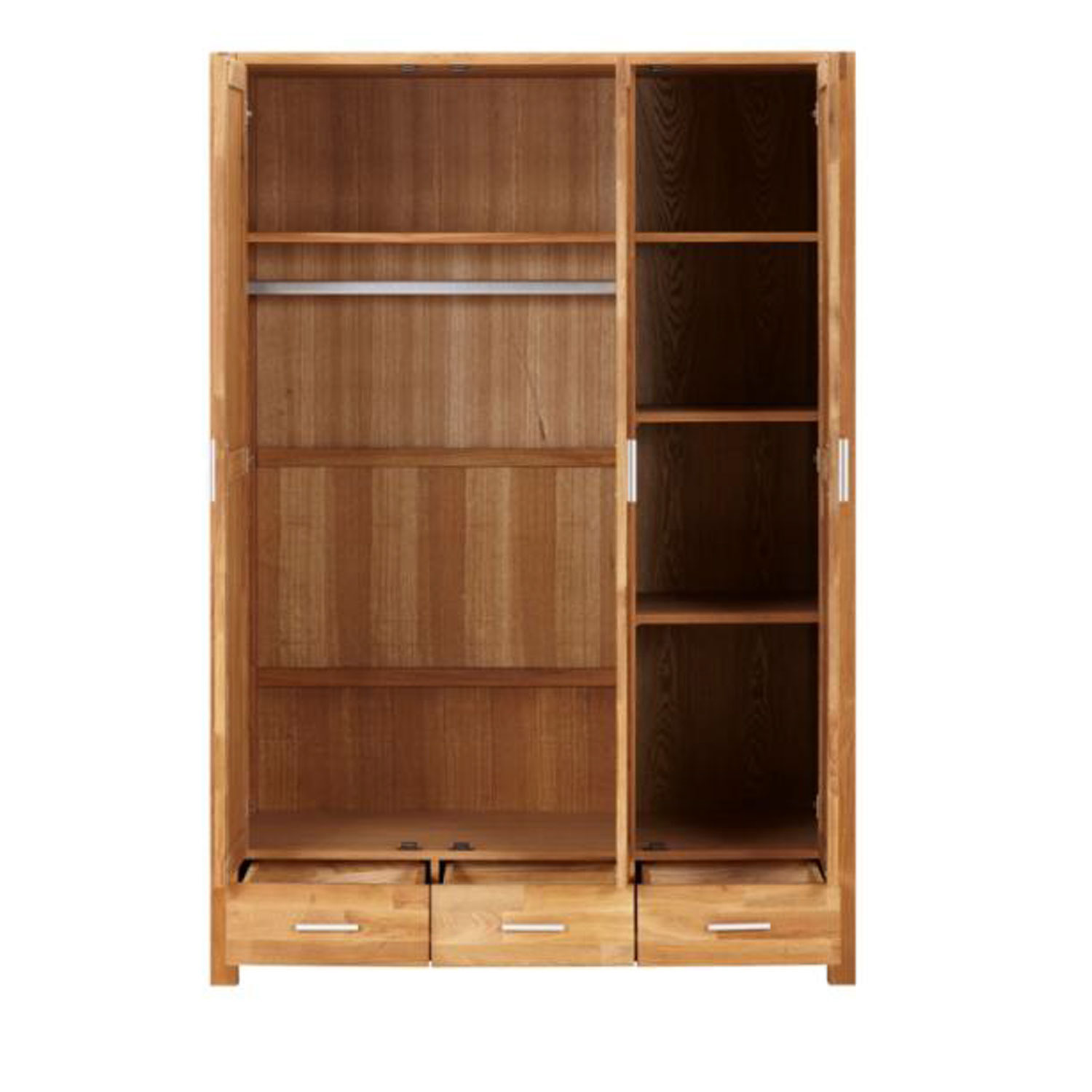 Riidekapp CHICAGO NEW 3-ukse ja 3-sahtliga, 130x57xH190cm, puit: tammespoon/MDF, värvus: naturaalne, viimistlus õlitatud