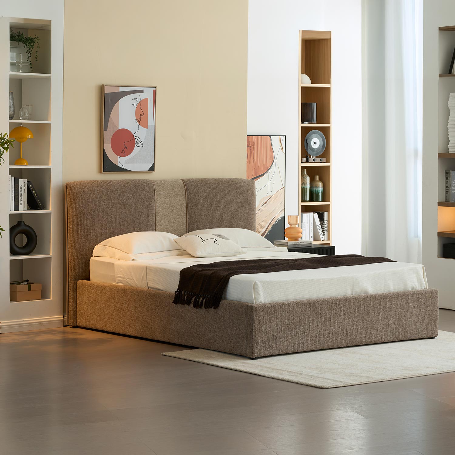 Voodi DONNA 160x200cm, ilma madratsta, helepruun - Pilt 11