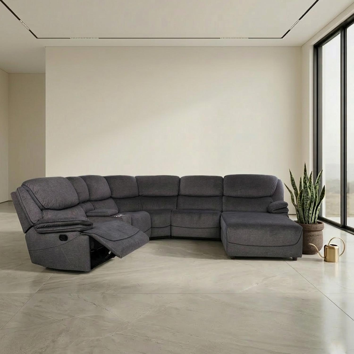 Nurgadiivan GISELLA U-kujuline, manuaalne recliner, tumehall
