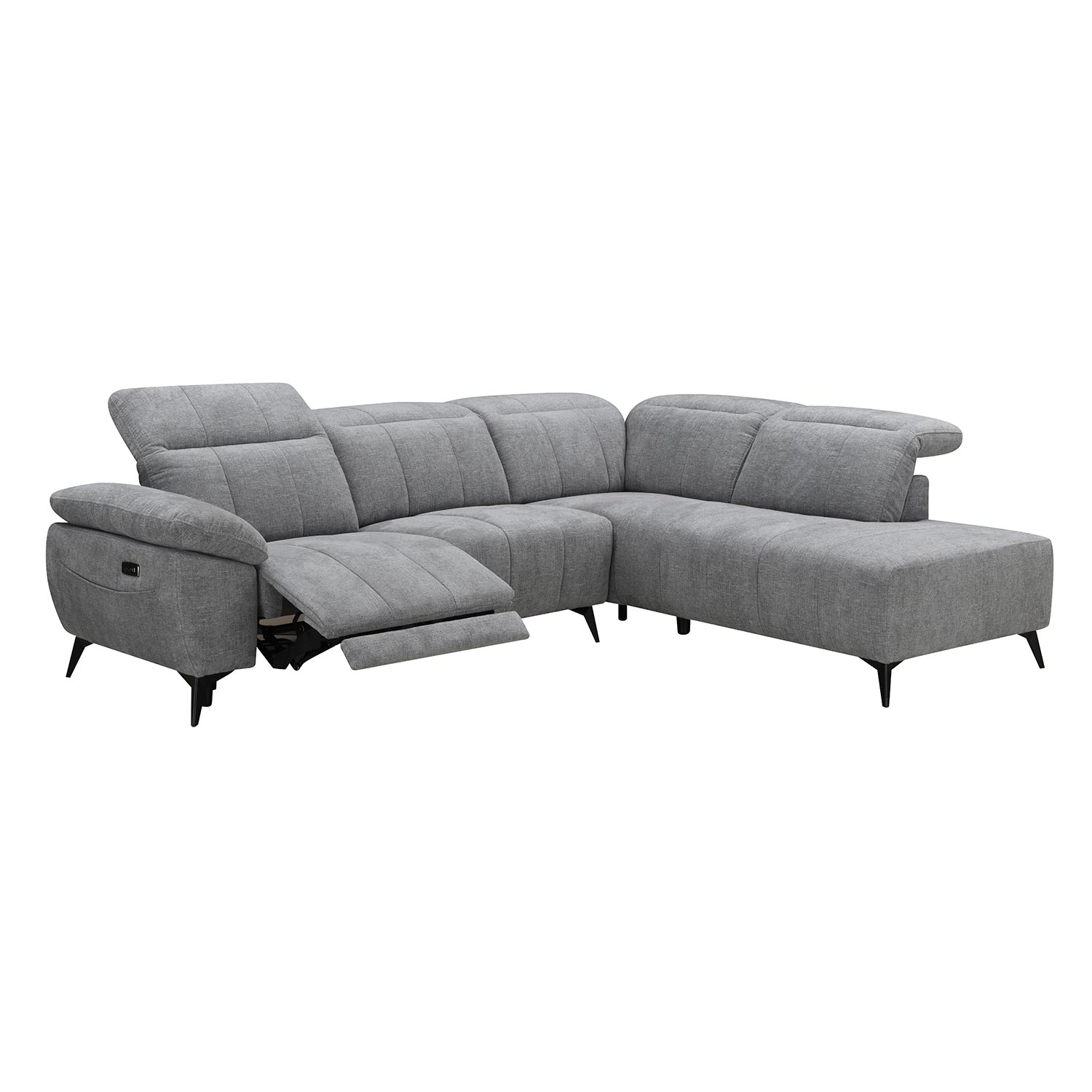 Nurgadiivan HAMID PN, elektriline recliner 279x106/225xH82cm, hall - Pilt 3