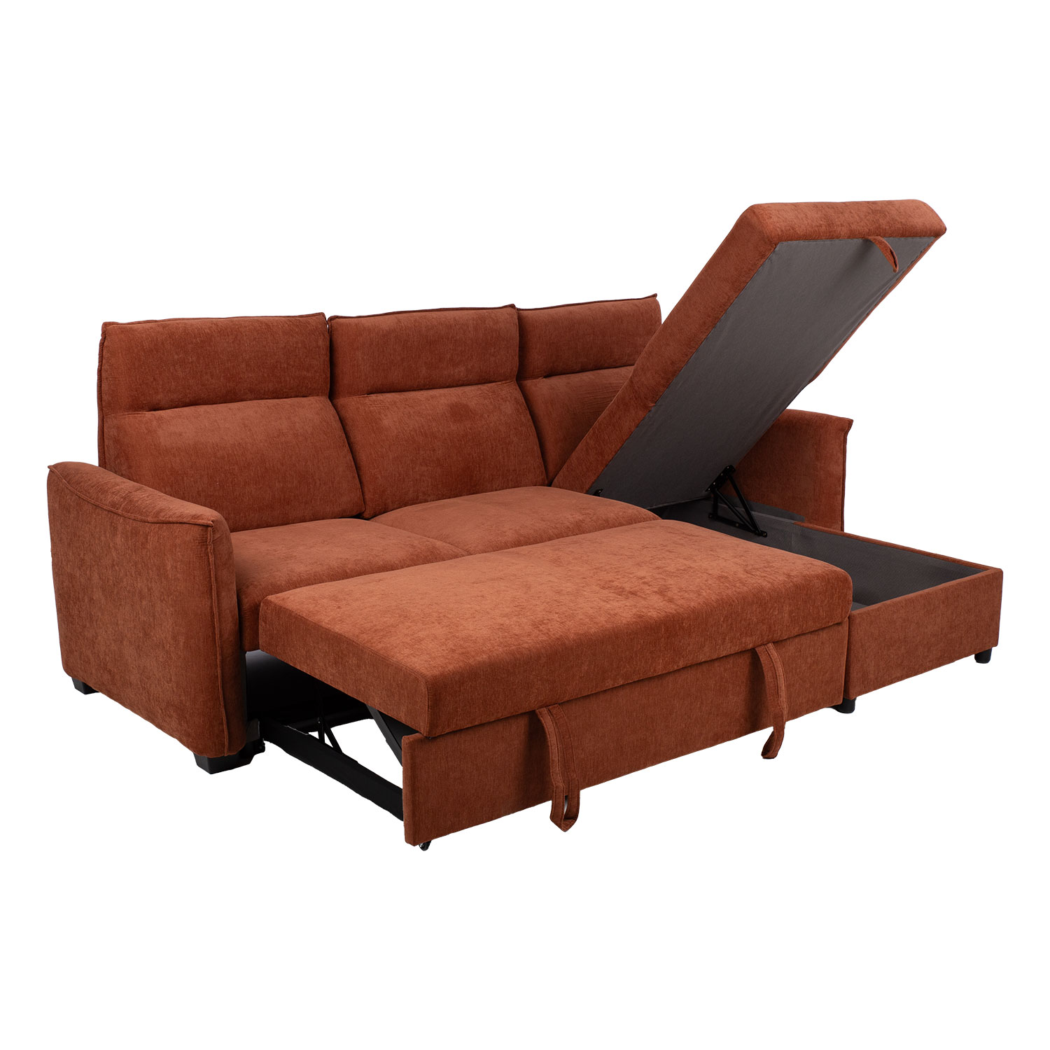 Nurgadiivanvoodi SCALA 244x155/88xH102cm, roostepruun - Pilt 3