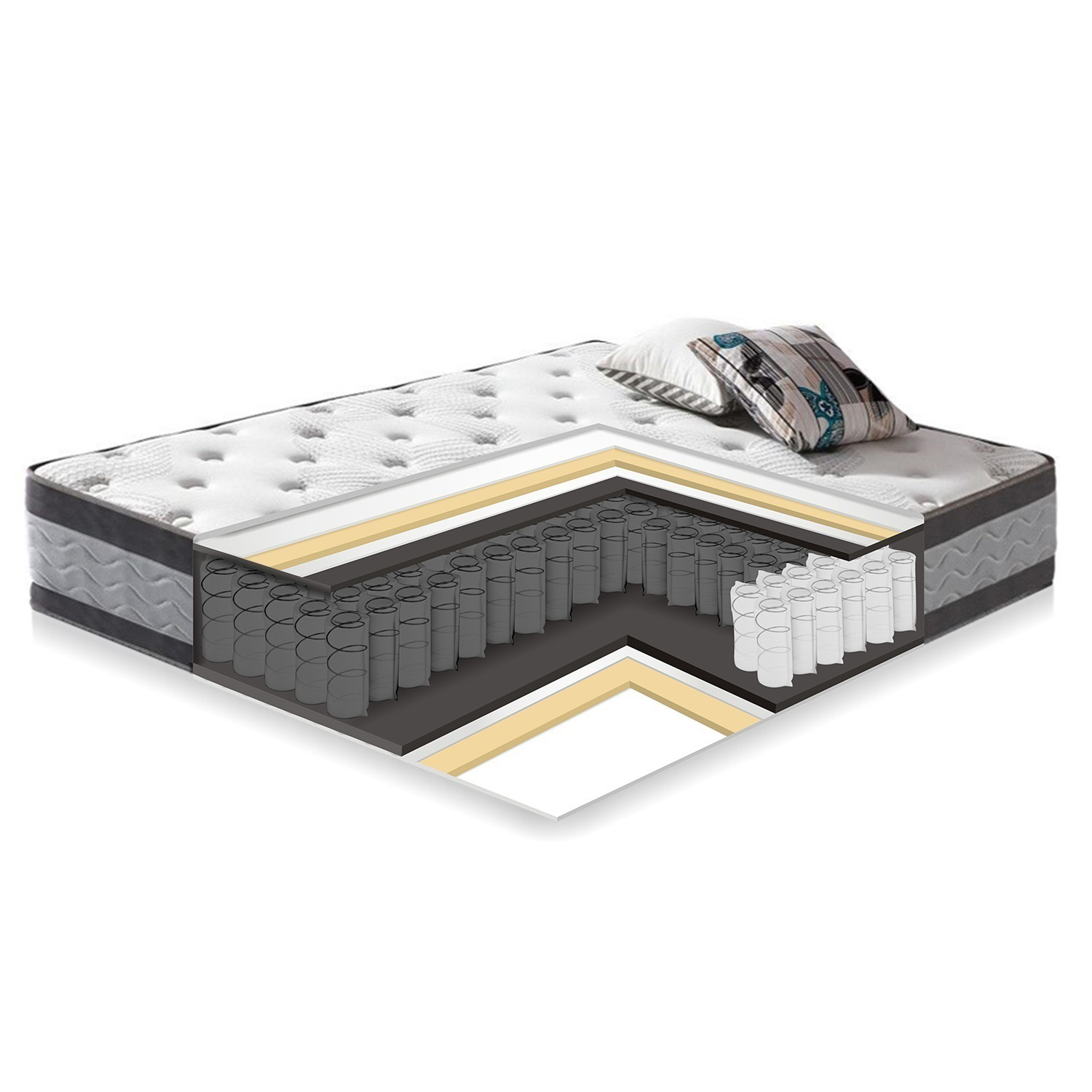 Voodi LENA madratsiga HARMONY DUO 160x200cm, konjakipruun - Pilt 3