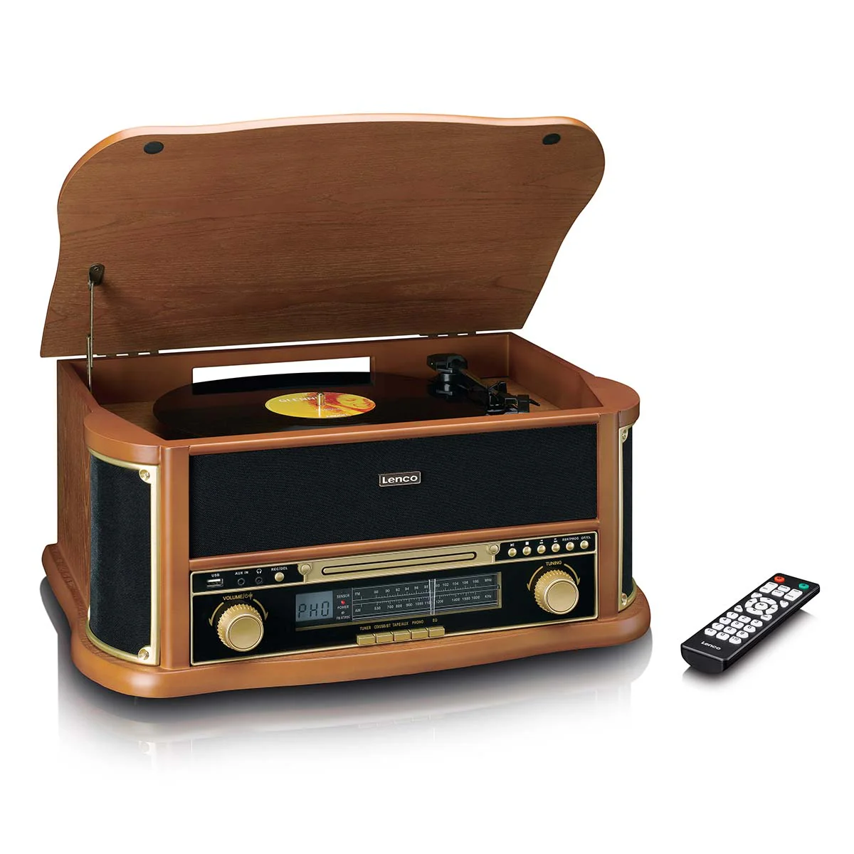 Retro-muusikakeskus vinüülplaadi- ja kassetimängijaga Lenco TCD2551WD
