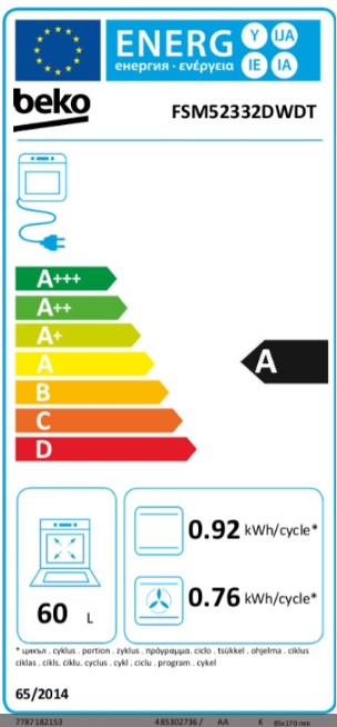 Gaasipliit elektriahjuga Beko FSM52332DWDT - Pilt 5