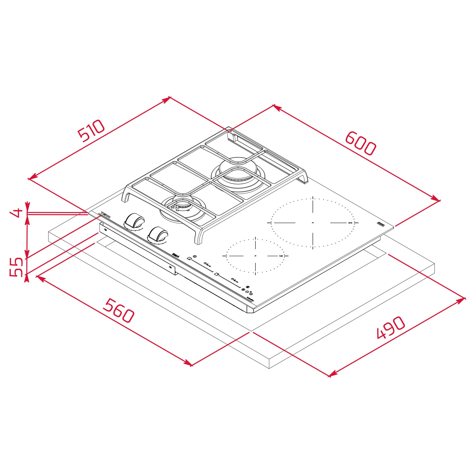 Gaasi-induktsioonplaat Teka JZC 64322 ABC BK - Pilt 5