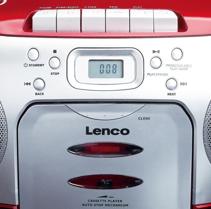 CD-raadio kassetimängijaga Lenco SCD420RD, punane - Pilt 3