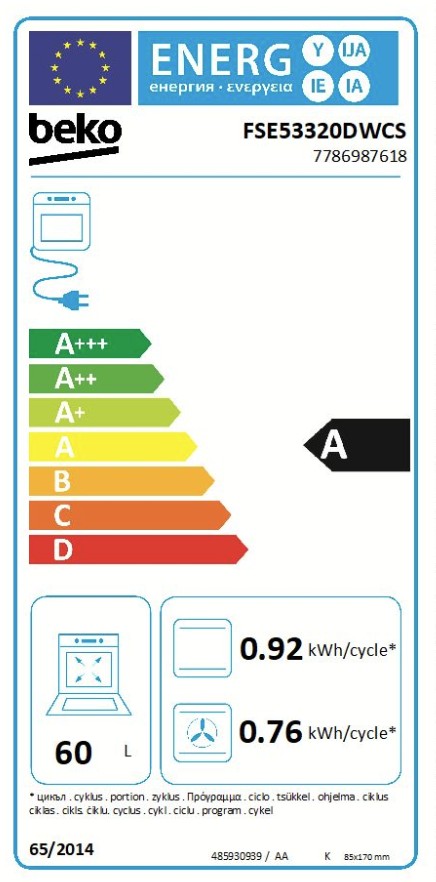 Gaasipliit elektriahjuga Beko FSE53320DWCS - Pilt 3