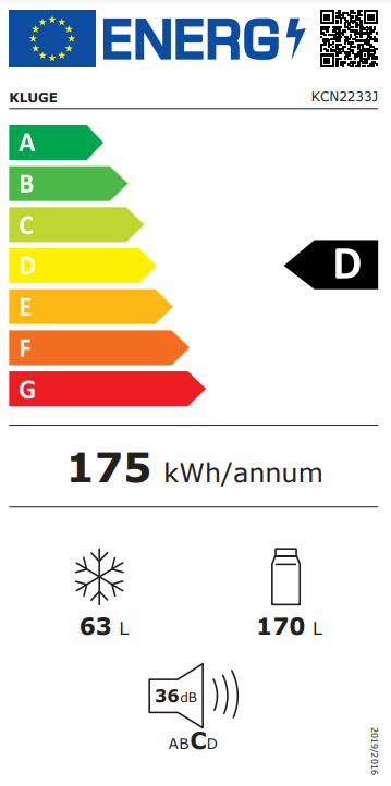 Integreeritav külmik Kluge KCN2233J - Pilt 8