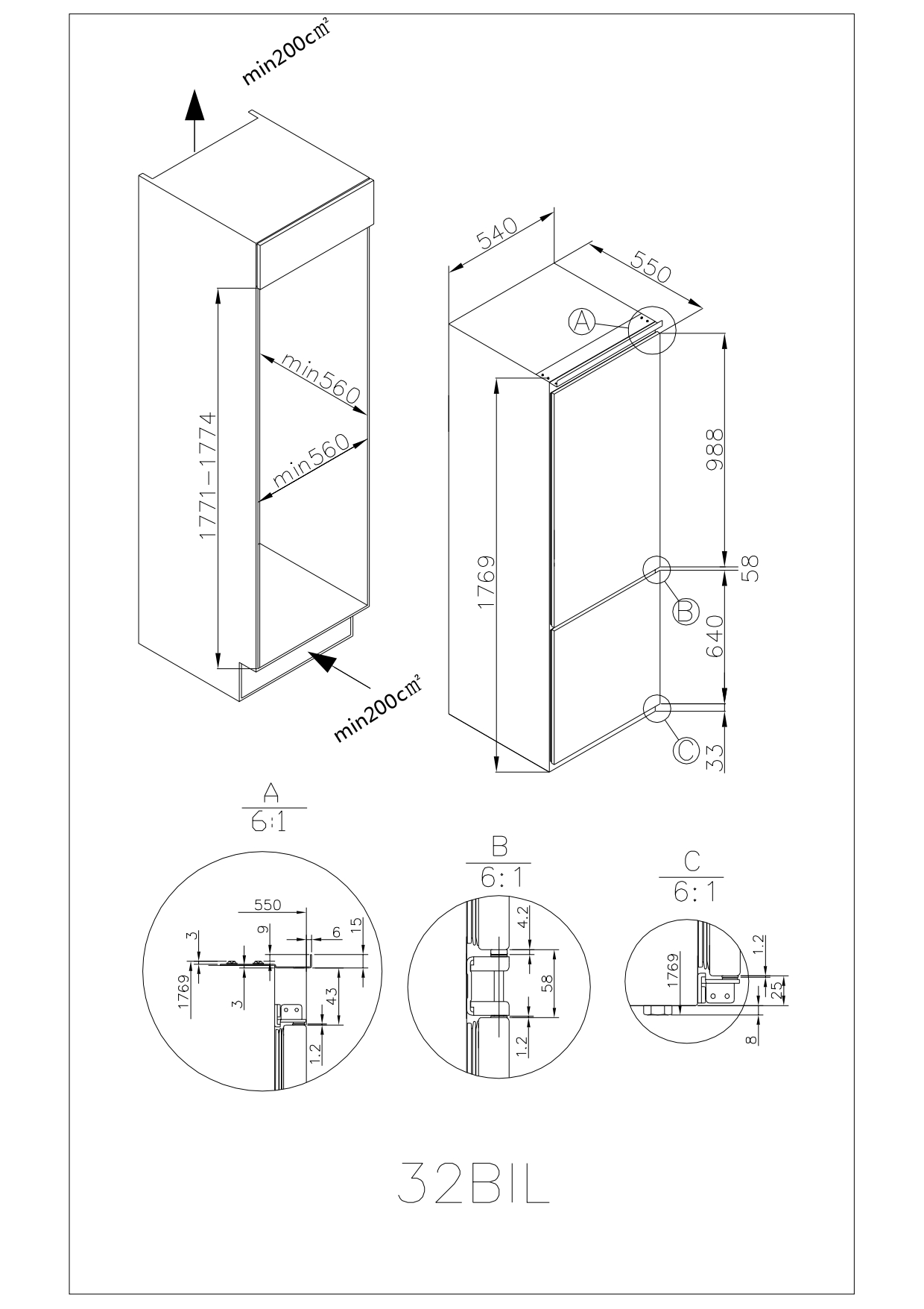 Integreeritav külmik Kluge KC2200J - Pilt 5