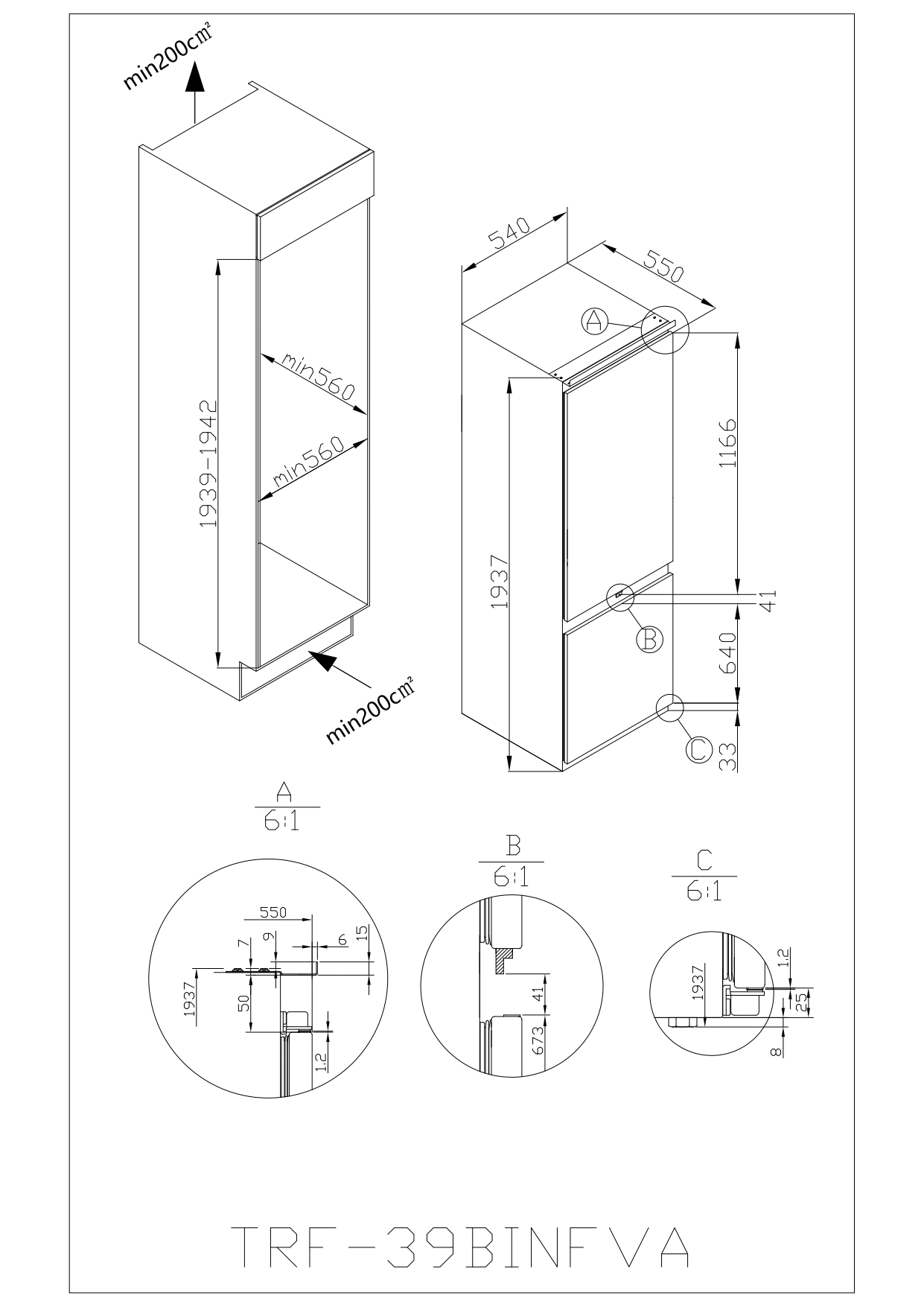 Integreeritav külmik Kluge KCN2700J - Pilt 5