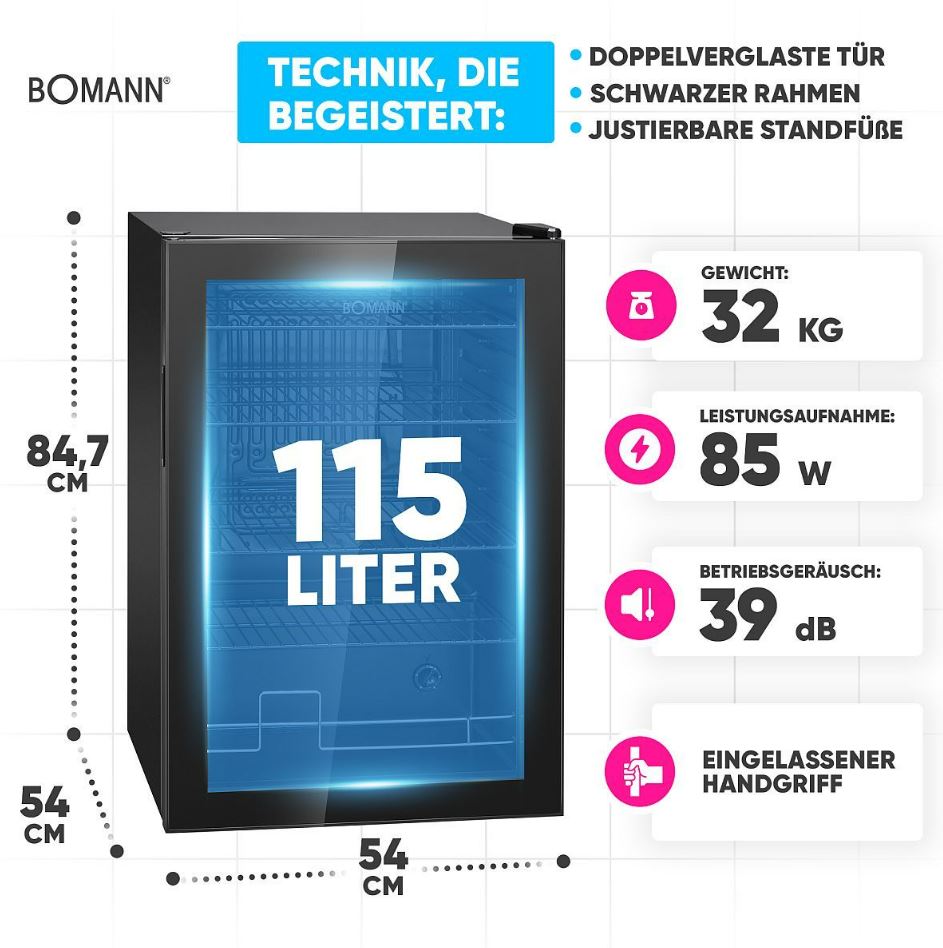 Klaasuksega külmik Bomann KSG7290 - Pilt 2